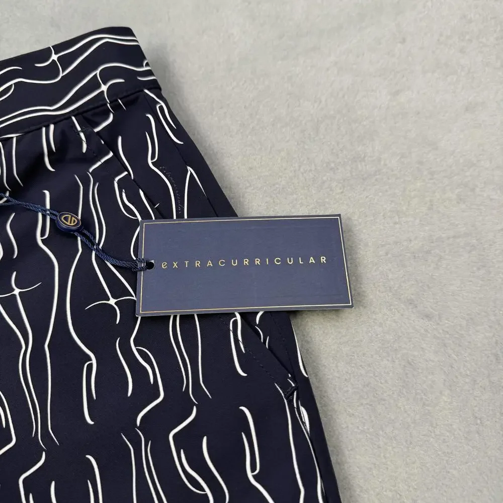 Extracurricular Chauncey Shorts Mens 30 Navy White Print Chino Golf Stretch